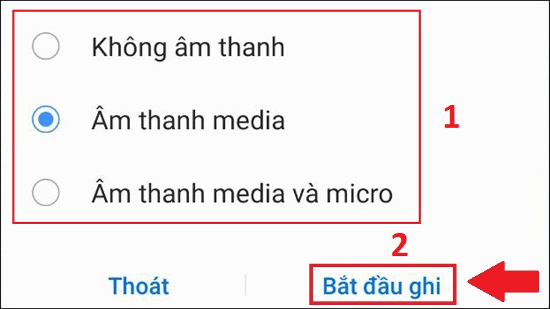  Chọn vào ô theo nhu cầu video màn hình để bắt đầu ghi